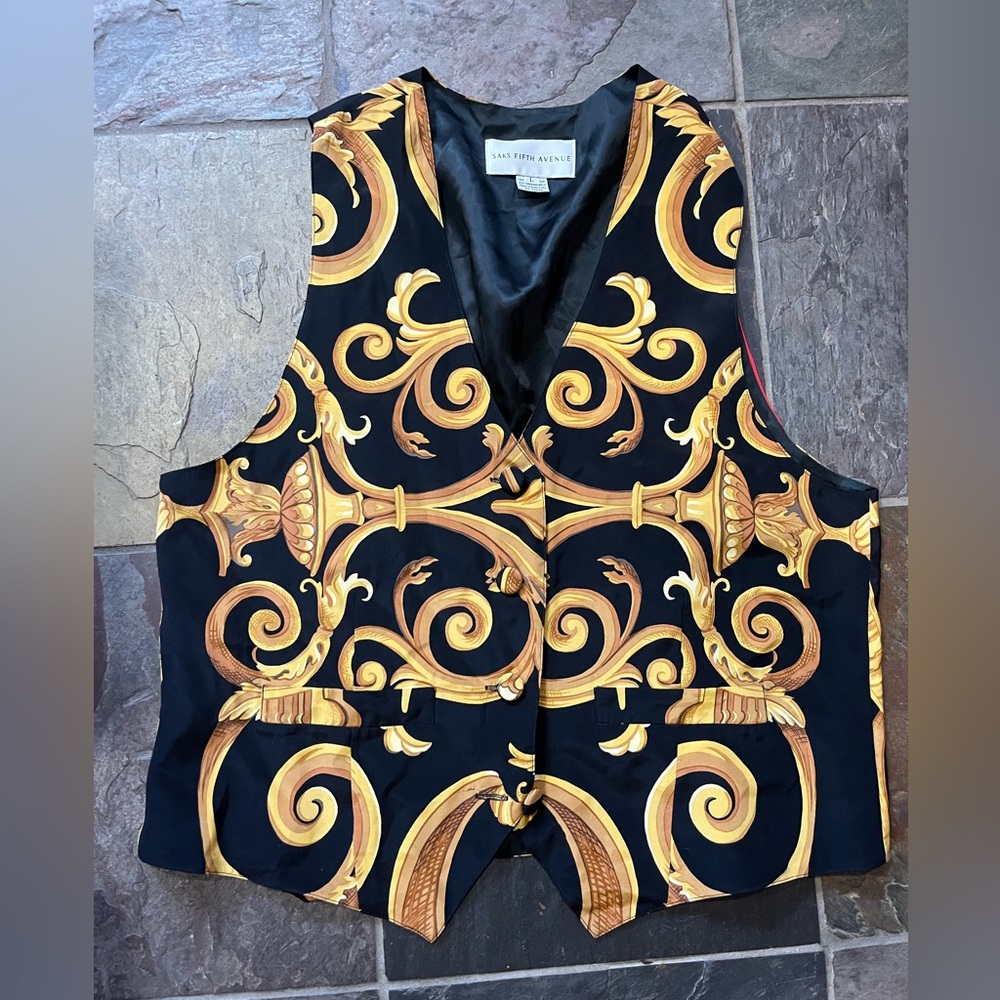 VINTAGE: saks fifth ave, vest, funky, vtg, large